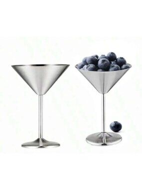 2 Pack Stainless Steel Martini Glasses 8 Oz Unbreakable Cocktail Glasses Party